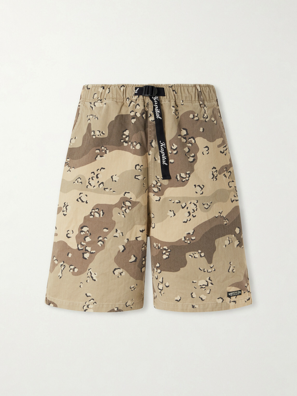 KAPITAL - Easy Straight-Leg Herringbone Camouflage-Print Cotton Shorts - Neutrals