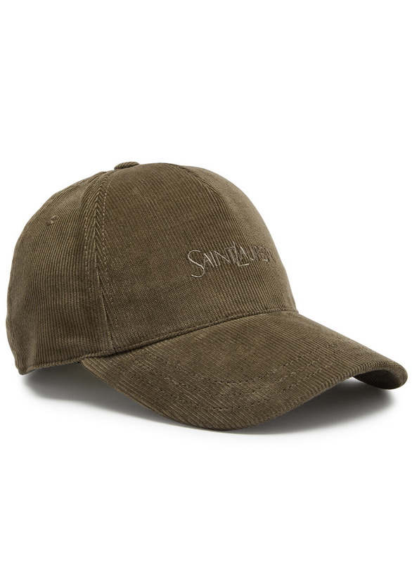 Photo: Saint Laurent Logo-embroidered Corduroy cap Khaki
