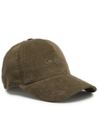 Saint Laurent Logo-embroidered Corduroy cap Khaki