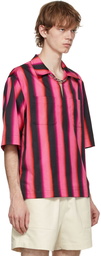 Dries Van Noten Pink & Black Len Lye Edition Striped Short Sleeve Shirt