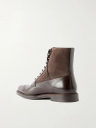 Brunello Cucinelli - Suede-Trimmed Leather Lace-Up Derby Boots - Brown
