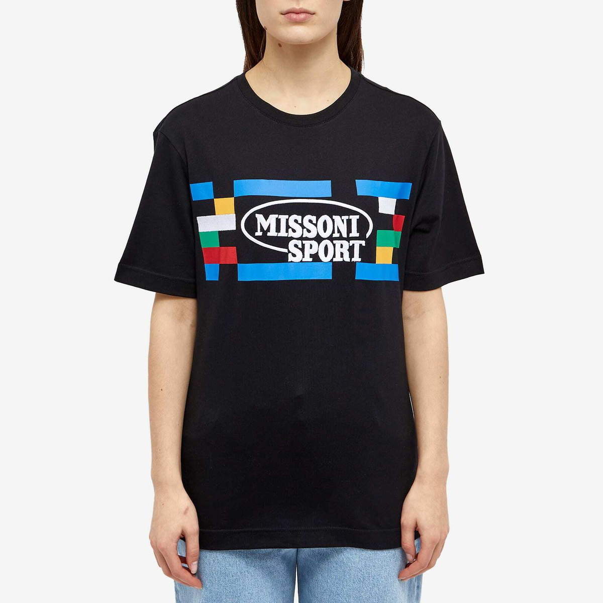 Missoni Women's Sports Logo TShirt in Black And Multi Heritage Missoni