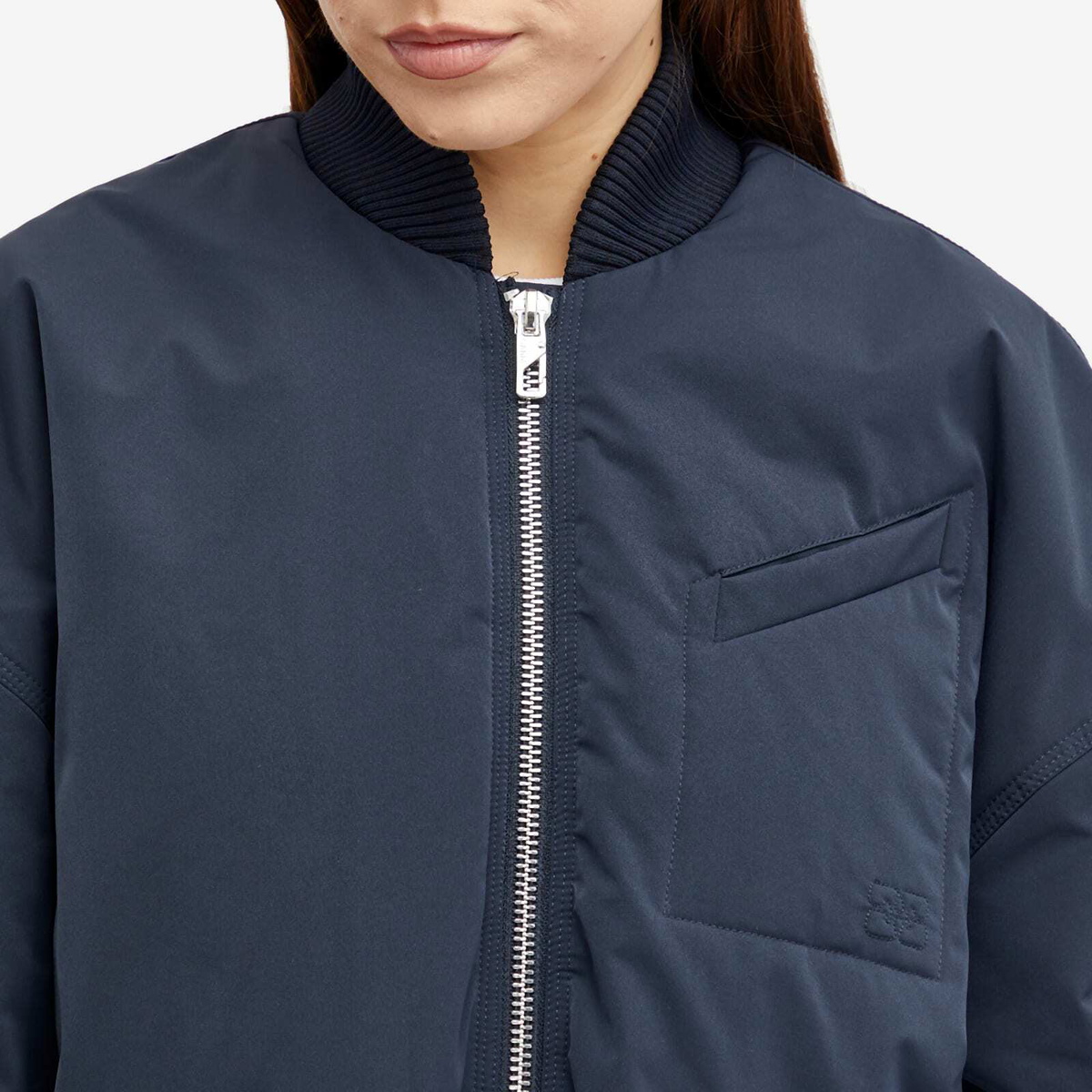 GANNI Women's Light Twill Oversized Bomber Jacket in Sky Captain