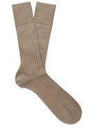 Falke - No. 13 Ribbed Pima Cotton-Blend Socks - Brown