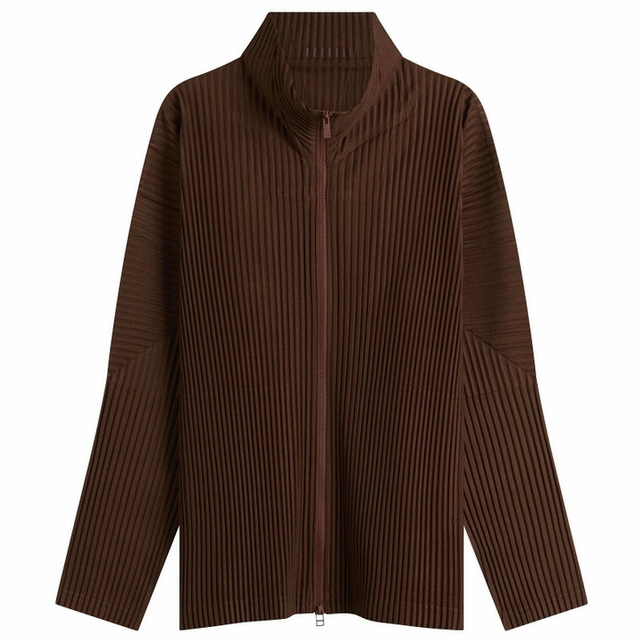 Photo: Homme Plissé Issey Miyake Men's Pleat Zip Up Cardigan in Anchor Brown