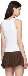 Casablanca White Ribbed Jersey Tank Top