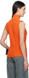 MM6 Maison Margiela Orange Eaten Knit Logo Zip Up Vest