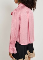 Rixo Evanora Floral-jacquard Satin Blouse Pink