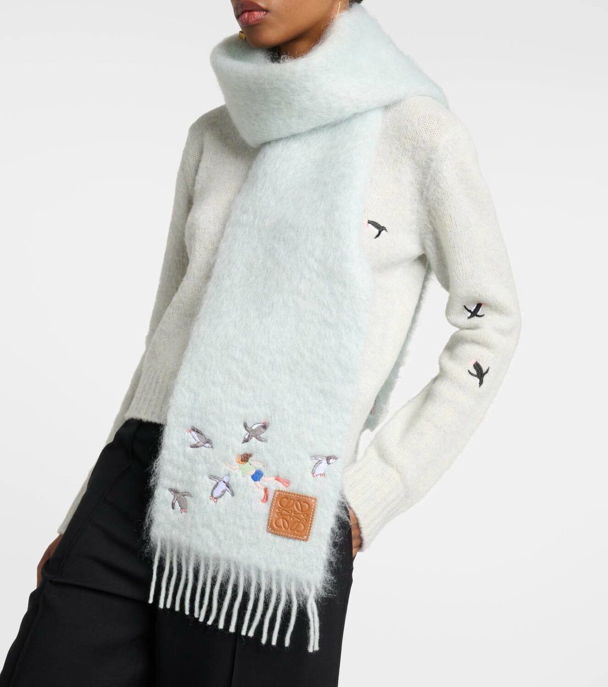 【LOEWE】Suna Fujitaコラボ スカーフ モヘア&ウールブレンド 一番人気物 LOEWE】Suna Fujitaコラボ モヘア&ウールブレンド