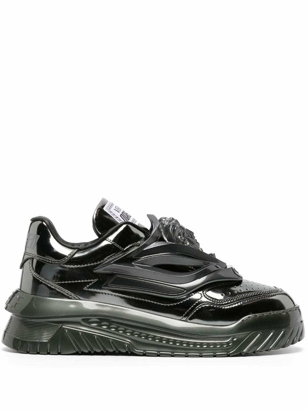 Photo: VERSACE - Odissea Laminated Leather Sneakers