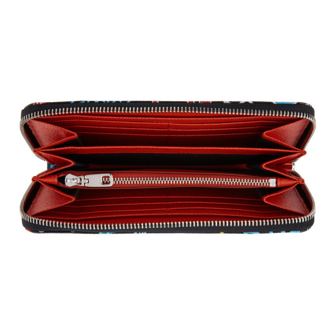 Dolce and Gabbana Black Graffiti Print Zip Around Wallet Dolce