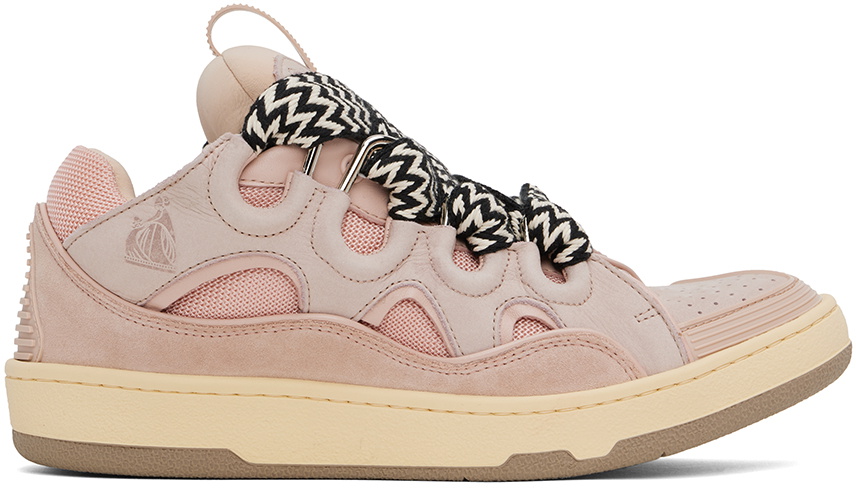 靴 LANVIN LEATHER CURB SNEAKERS PINK 42 Lanvin Pink Leather Curb Sneakers Lanvin