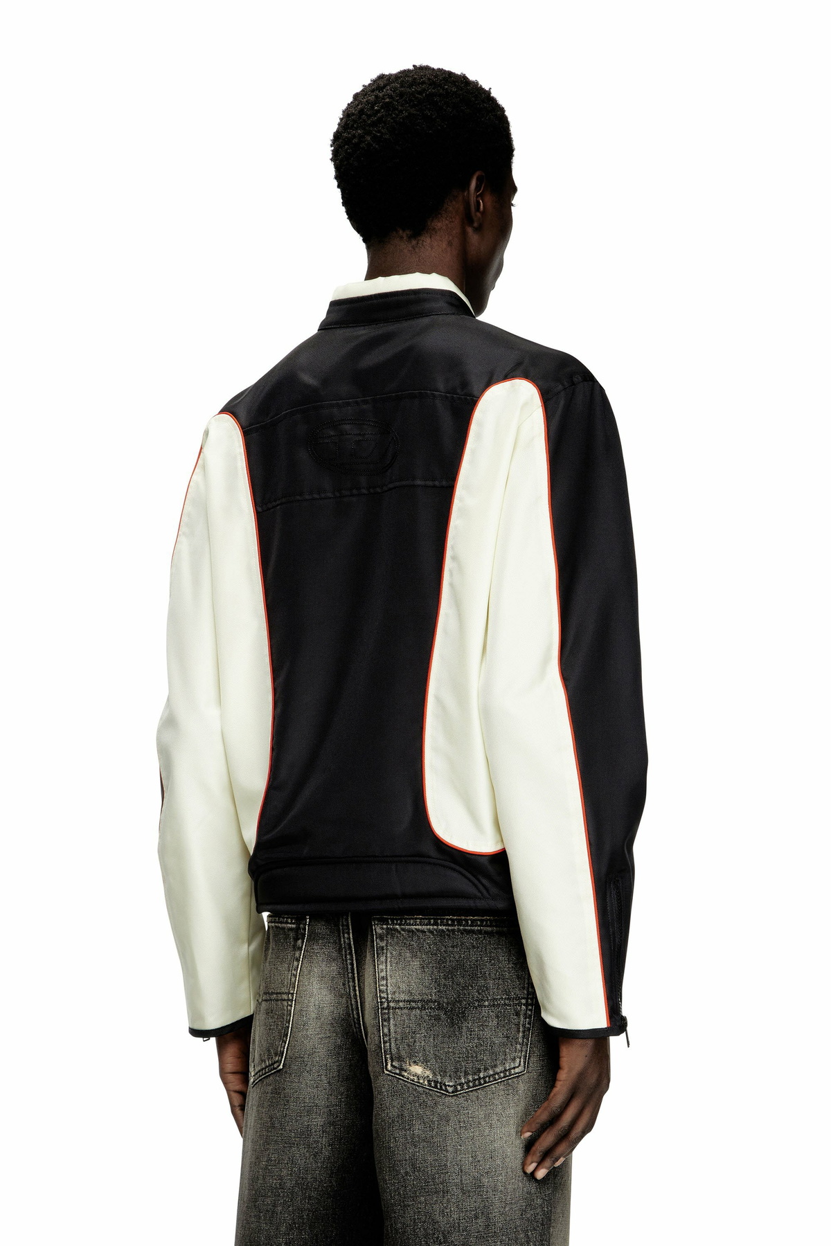 Diesel Colour-block biker jacket with piping - Jackets Mens in To Be Defined