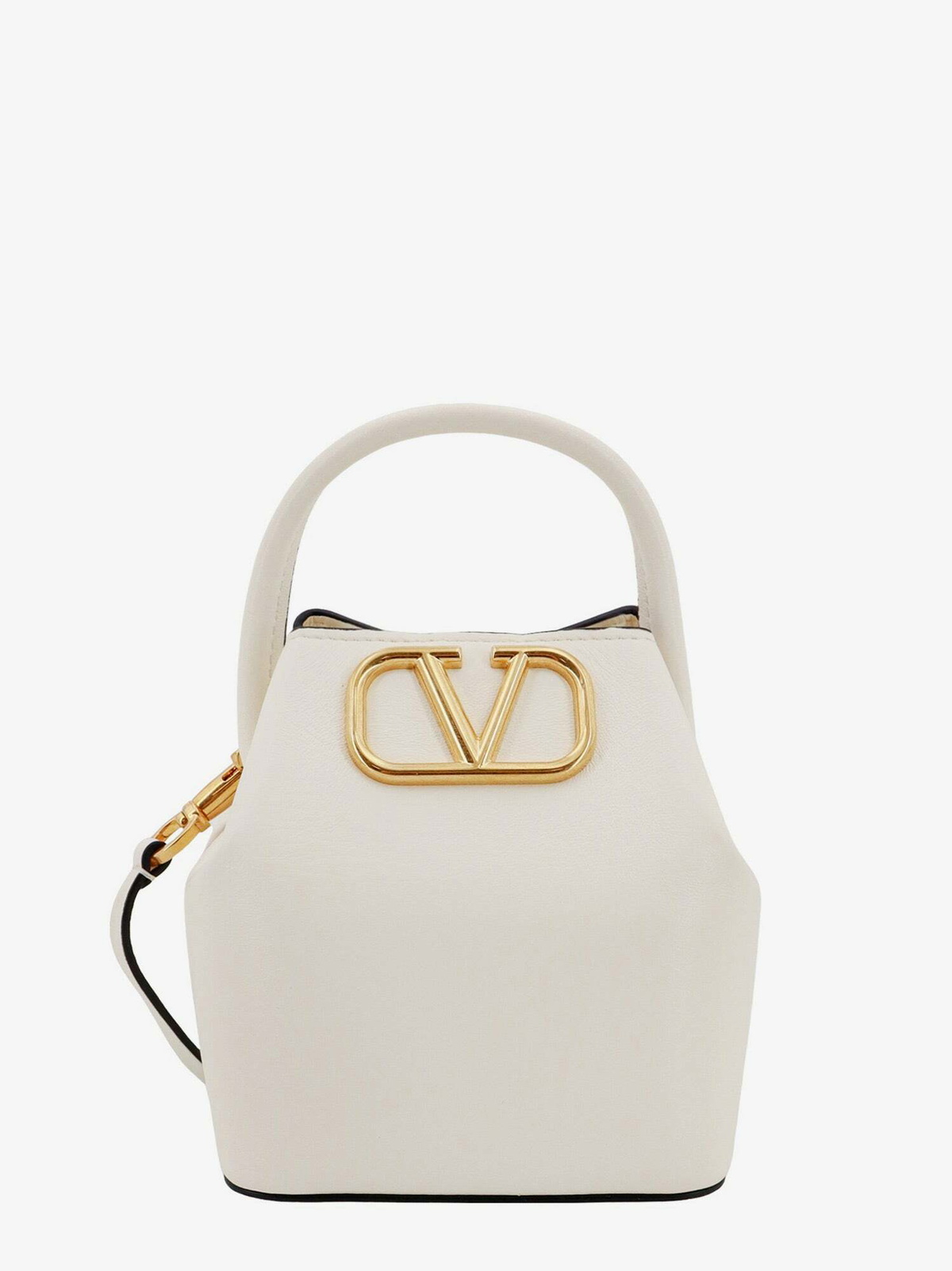 ショルダーバッグ・ポシェット 25AW VALENTINO GARAVANI V-logo leather bucket bag white Valentino Garavani - Rockstud White Leather Mini Bucket Bag