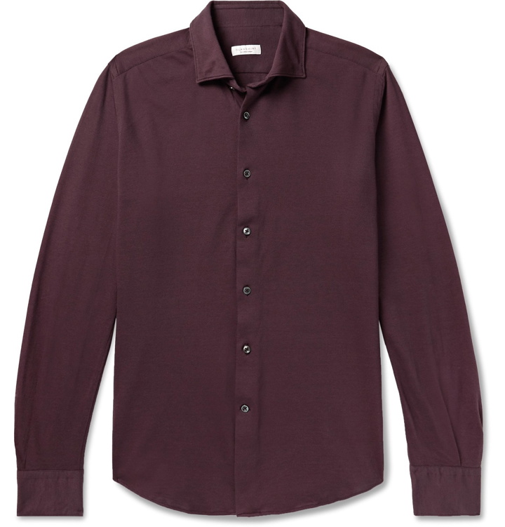 Photo: Incotex - Cotton-Piqué Shirt - Burgundy
