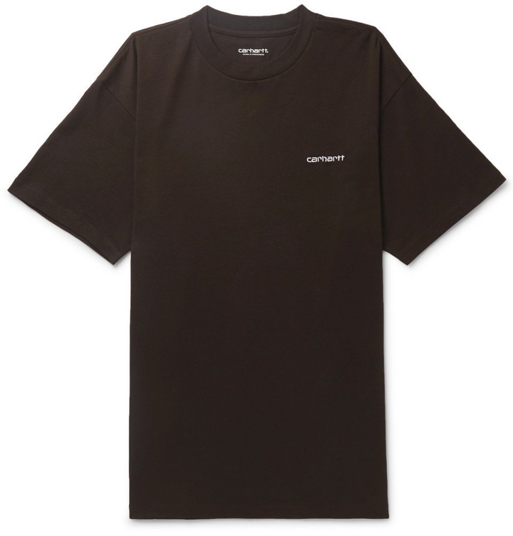 Photo: Carhartt WIP - Script Logo-Embroidered Cotton-Jersey T-Shirt - Black