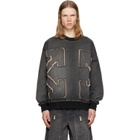 Off-White Gray Distress Arr Skate Crewneck Highlighted Sweatshirt