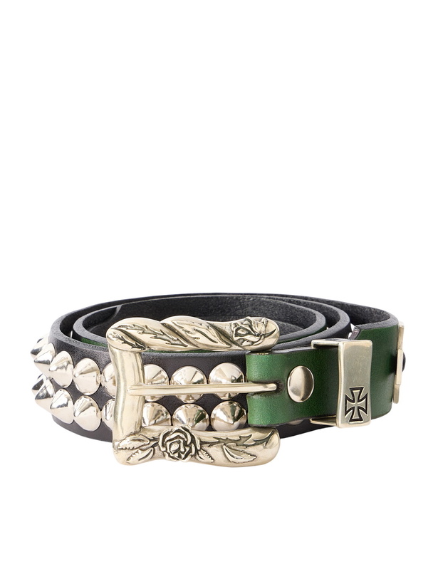 Photo: Enfants Riches Déprimés - 3.5cm Studded Leather Belt - Green