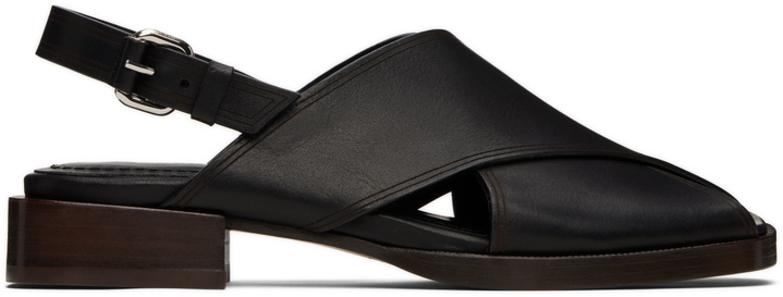 Photo: LEMAIRE Black Cross Flat Sandals