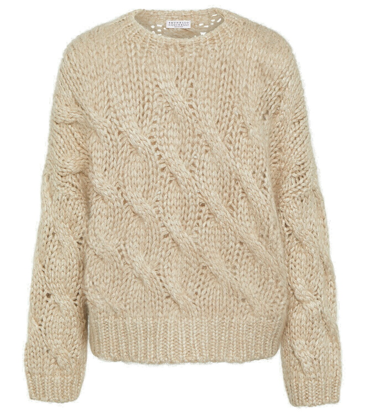 Photo: Brunello Cucinelli Cable-knit mohair-blend sweater