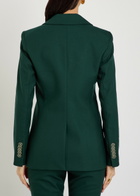 Veronica Beard Amos Double-breasted Woven Blazer Jacket Dark Green