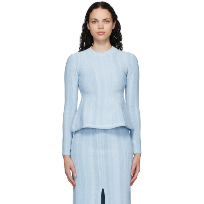 Proenza Schouler Blue Ottoman Peplum Sweater Proenza Schouler