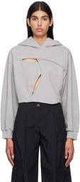 J KOO Gray Cutout Hoodie