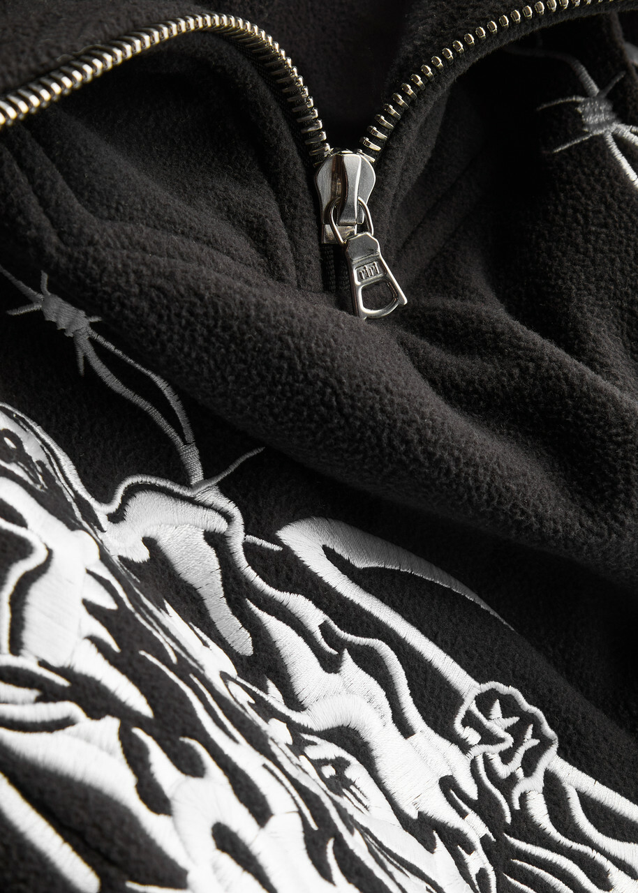 Warren Lotas Serenity Reaper Embroidered Fleece Jacket Black