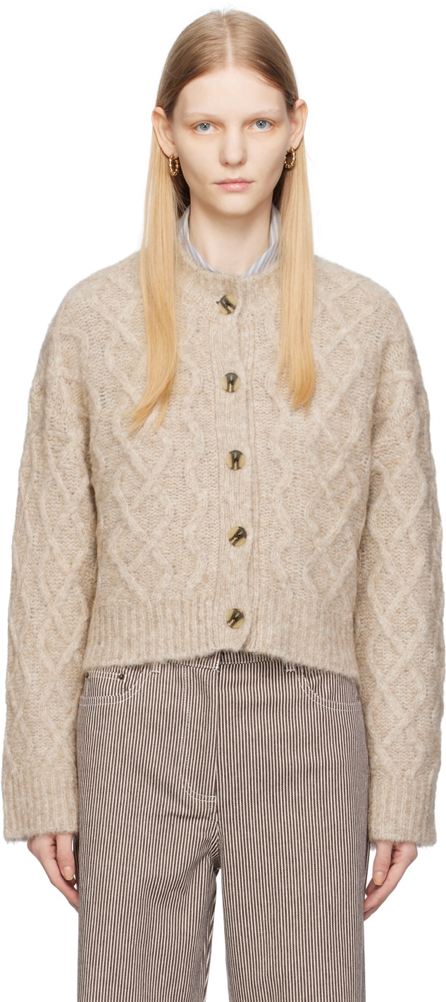 REMAIN Birger Christensen Beige Brushed Cardigan