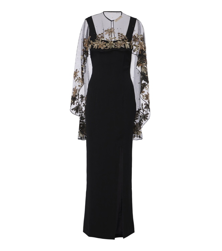 Photo: Là Fuori Floral sequined caped gown
