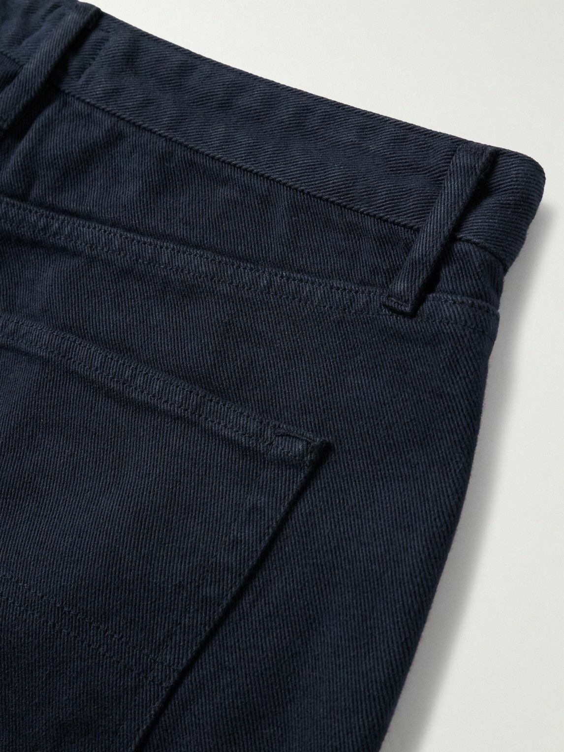 Noah - Straight-Leg Pleated Brushed Organic Cotton-Twill Trousers - Blue