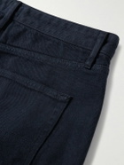 Noah - Straight-Leg Pleated Brushed Organic Cotton-Twill Trousers - Blue