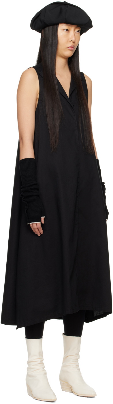 Y's Black Sleeveless Midi Dress