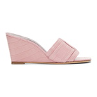 Staud Pink Croc Sylvie Wedge Sandals