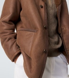 Etro Shearling-trimmed leather jacket