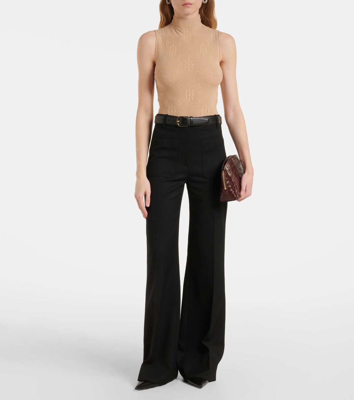 Victoria Beckham Sheer high-neck lace bodysuit