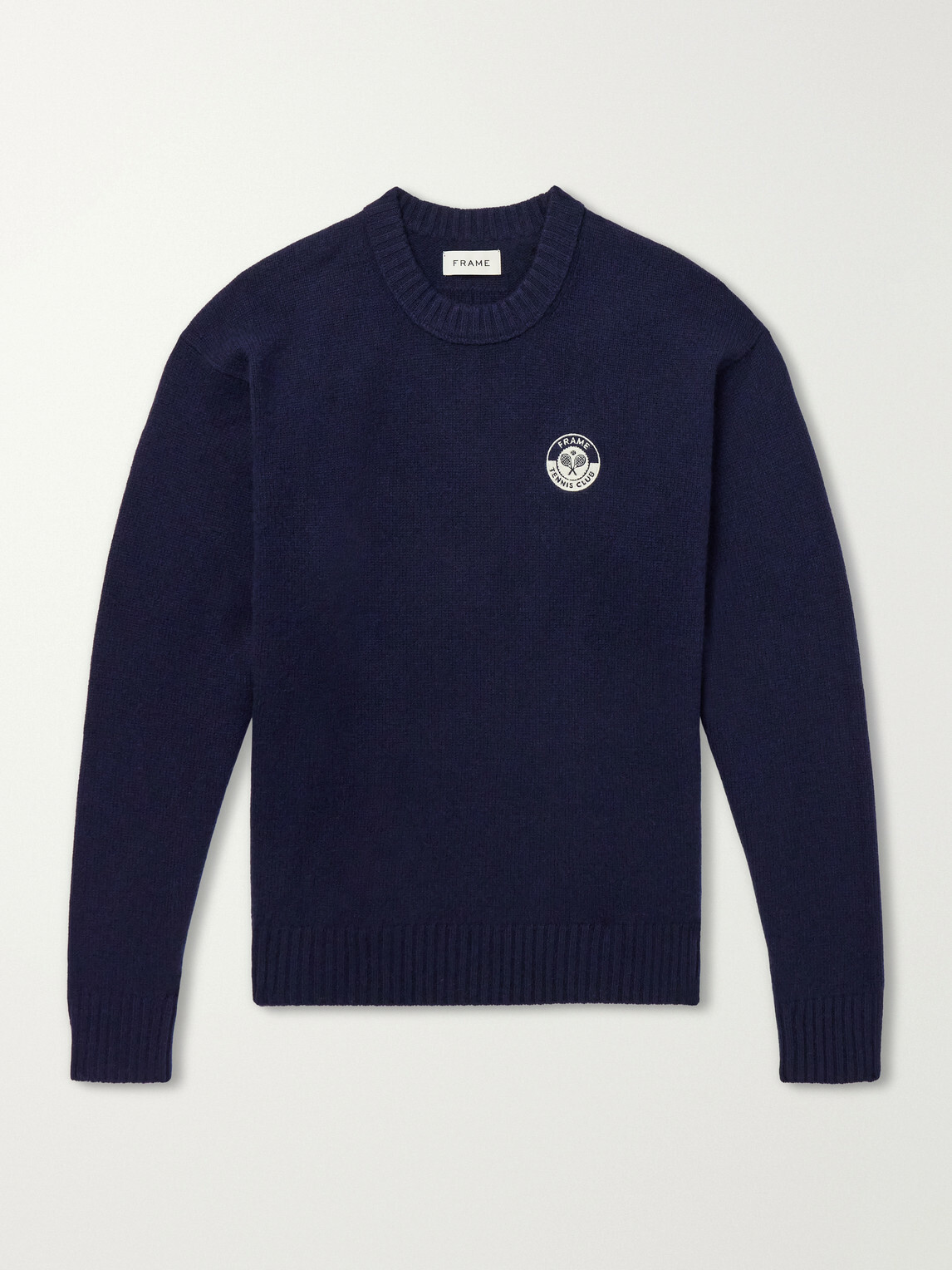 FRAME - Logo-Embroidered Cashmere Sweater - Blue