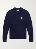 FRAME - Logo-Embroidered Cashmere Sweater - Blue