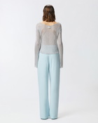 Pinko Metallic Transparent Sweater With Wide Neckline Pearl Grey