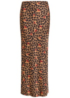Never Fully Dressed Dorris Cherry and Leopard-print Satin Slip Skirt