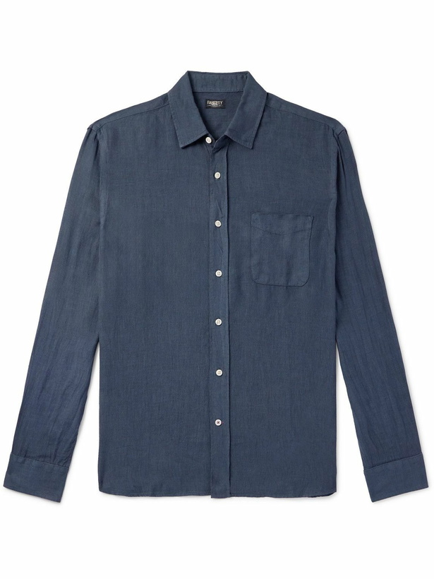 Photo: Faherty - Laguna Button-Down Collar Linen Shirt - Blue