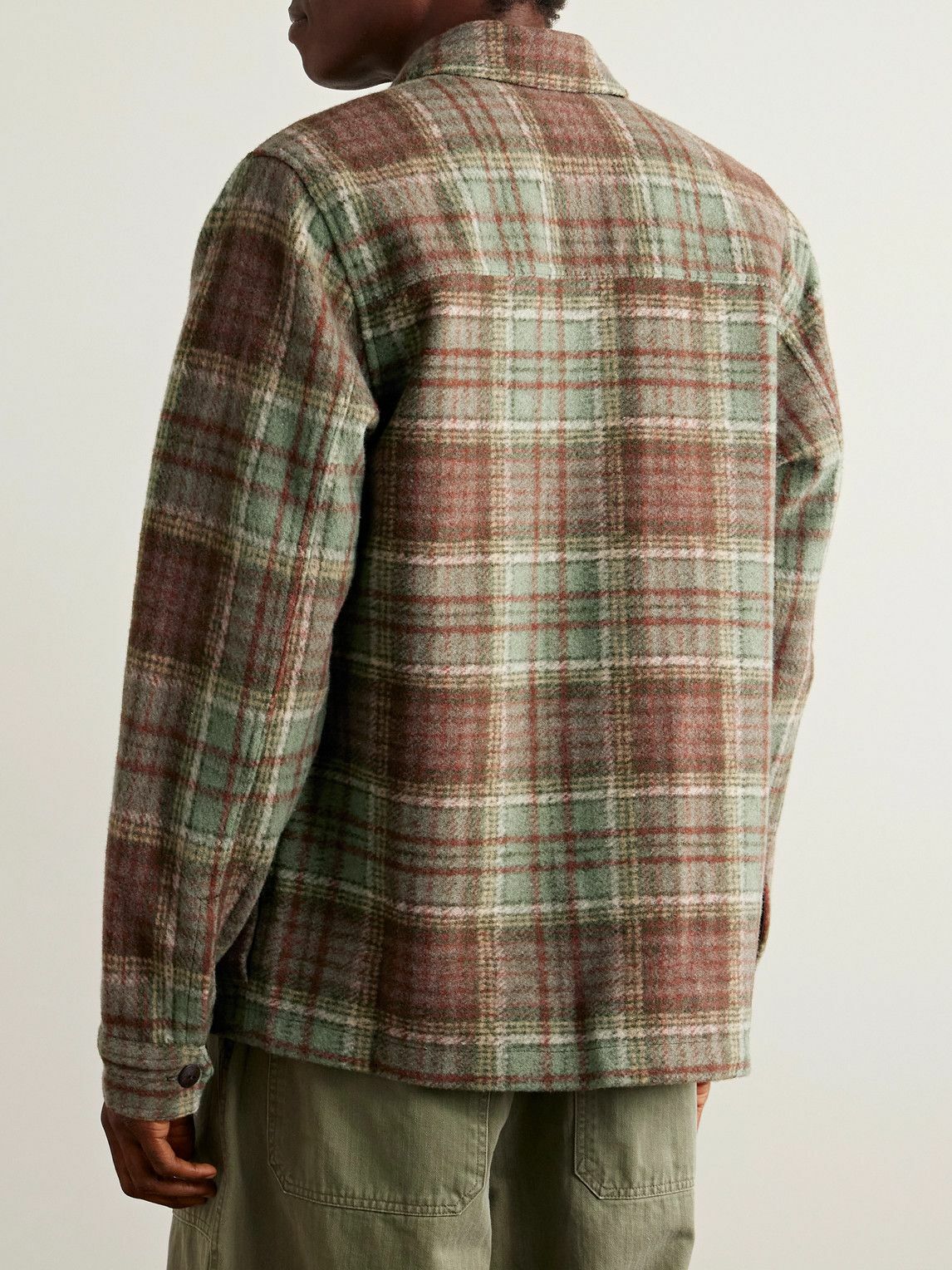RRL - Percy Checked Wool-Blend Felt Shirt - Green RRL
