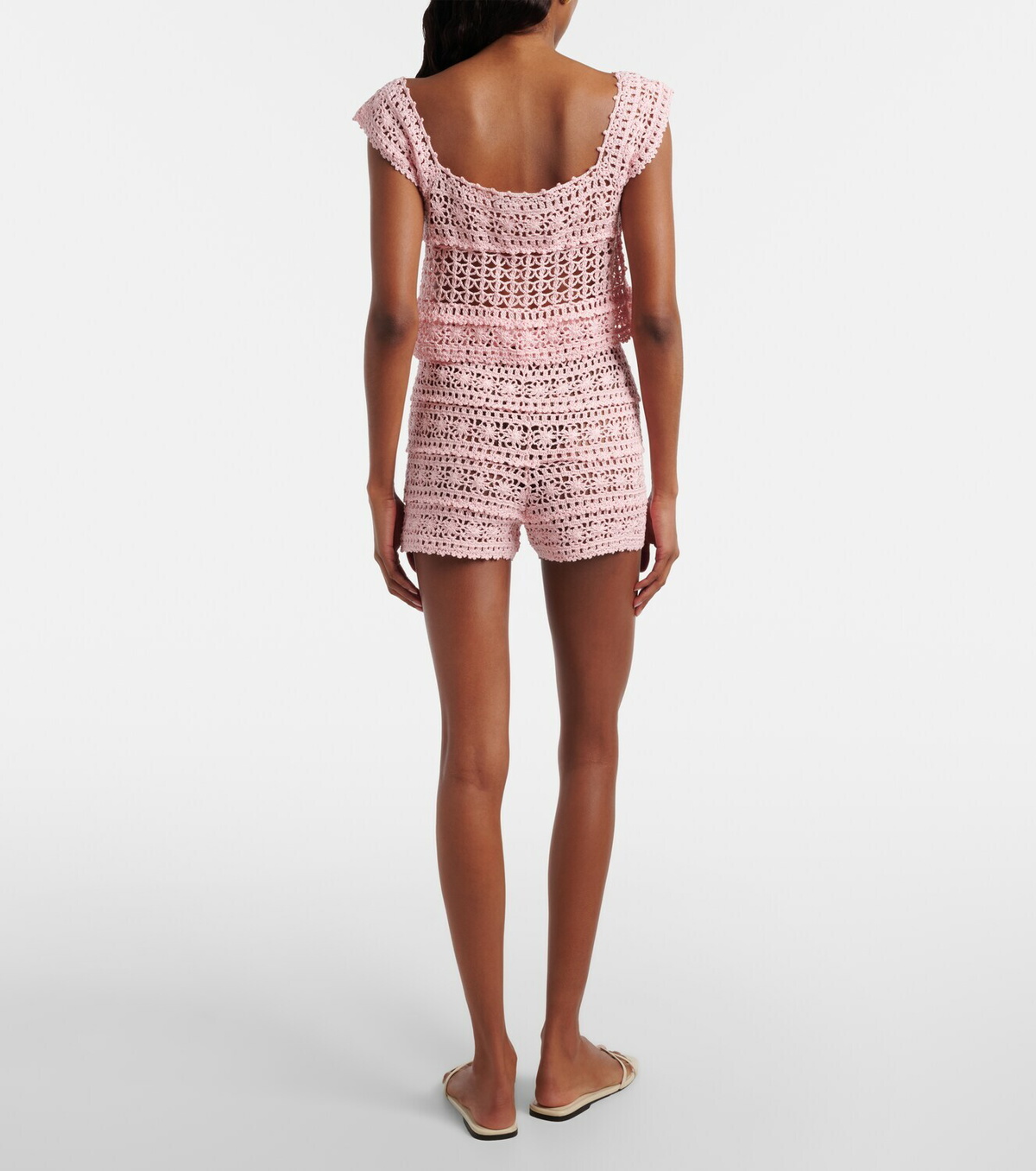 Anna Kosturova Deauville crochet cotton shorts
