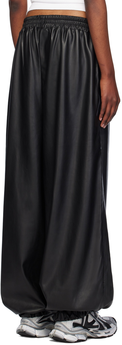 LU'U DAN Black Baggy Bontan Faux-Leather Trousers