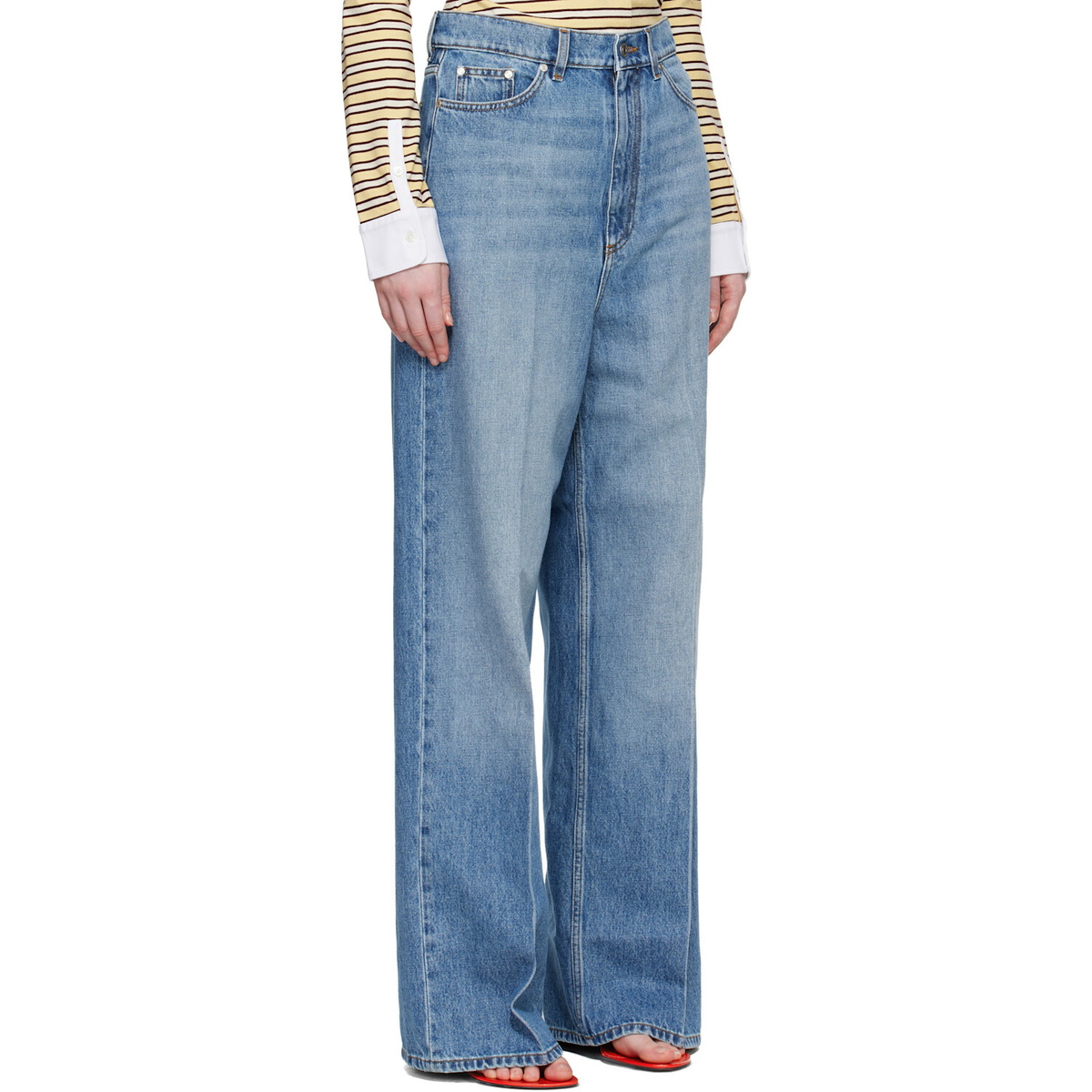 Stella McCartney Blue Faded Wide-Leg High-Rise Jeans