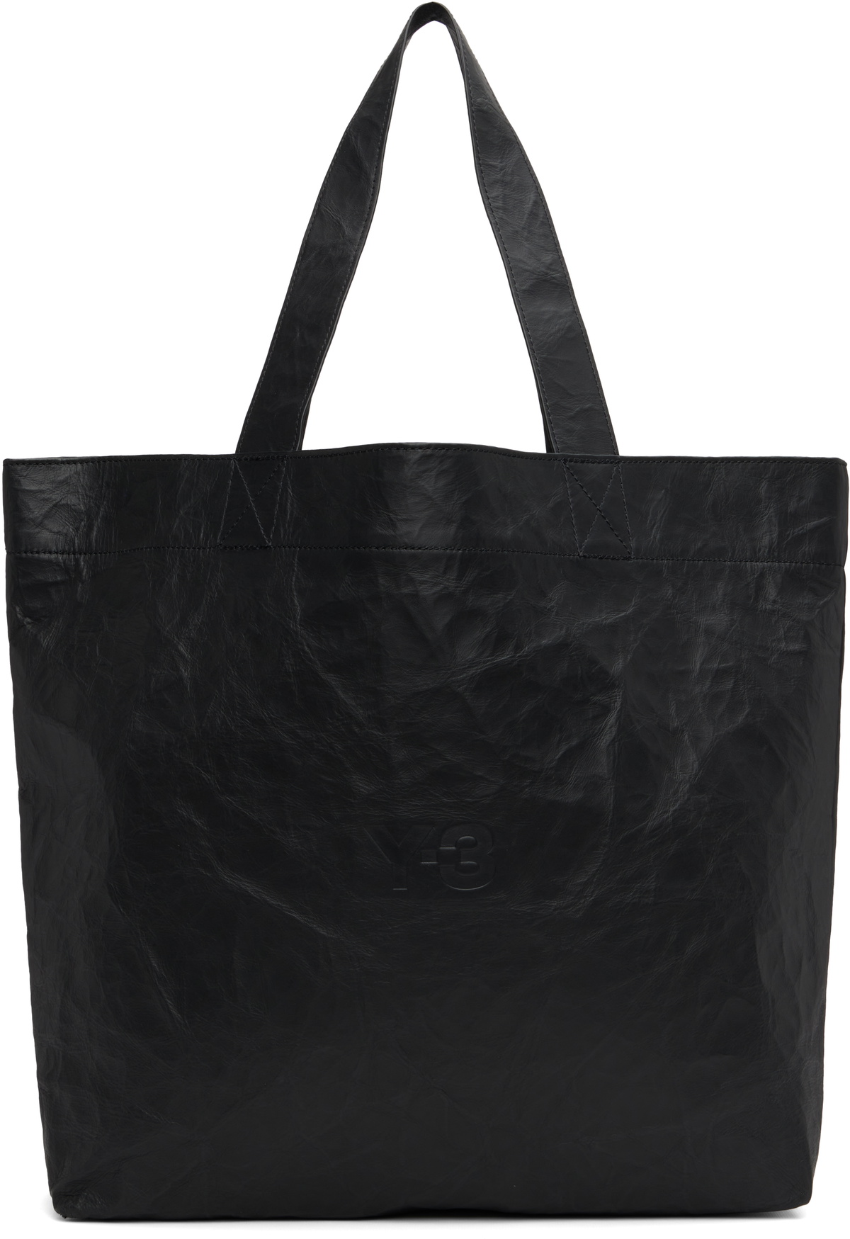 Y-3 Black 'Y-3' Leather Tote
