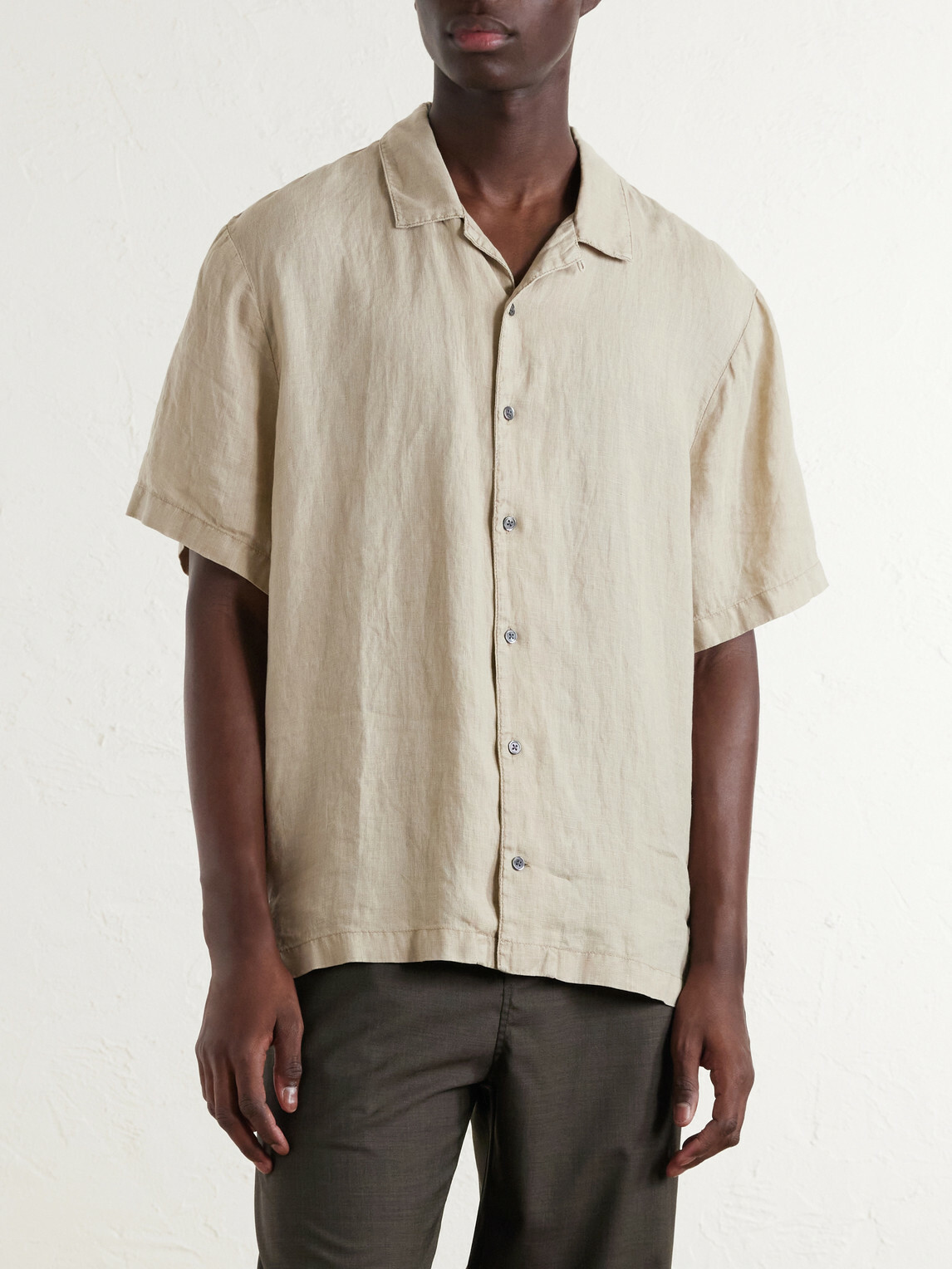 James Perse - Convertible-Collar Linen Shirt - Neutrals