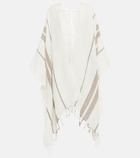 Brunello Cucinelli - Linen-blend striped lamé cape