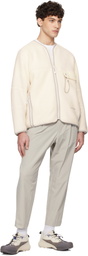 and wander Off-White Wool Fleece Cardigan