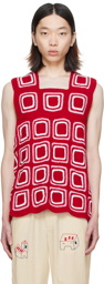 HARAGO Red Square Neck Tank Top